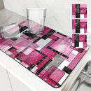 Axyaa Geometric Color Drain Pad: Absorbent & Anti-slip Square Mat for Bathroom and Kitchen