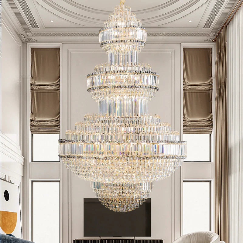 Axyaa Crystal Duplex Chandelier for Luxury Villa Living Rooms