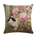 Axyaa Cute Cat Pet Pattern Pillow Cover Linen Throw Pillow 45*45cm