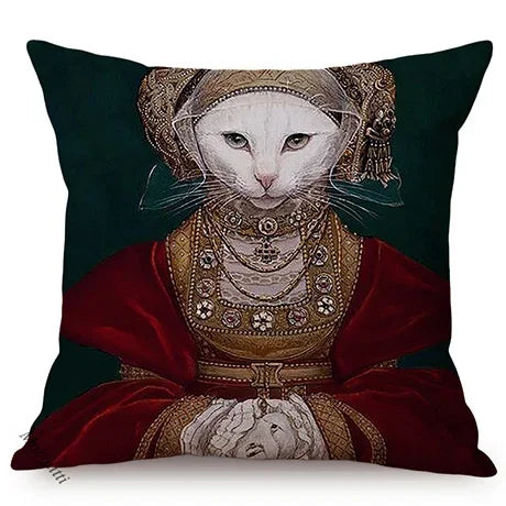 Axyaa Cat Portrait Nordic Art Pillow Cover