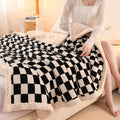 Axyaa Bear Printed Coral Fleece Winter Blanket - Double-layer Milk Velvet