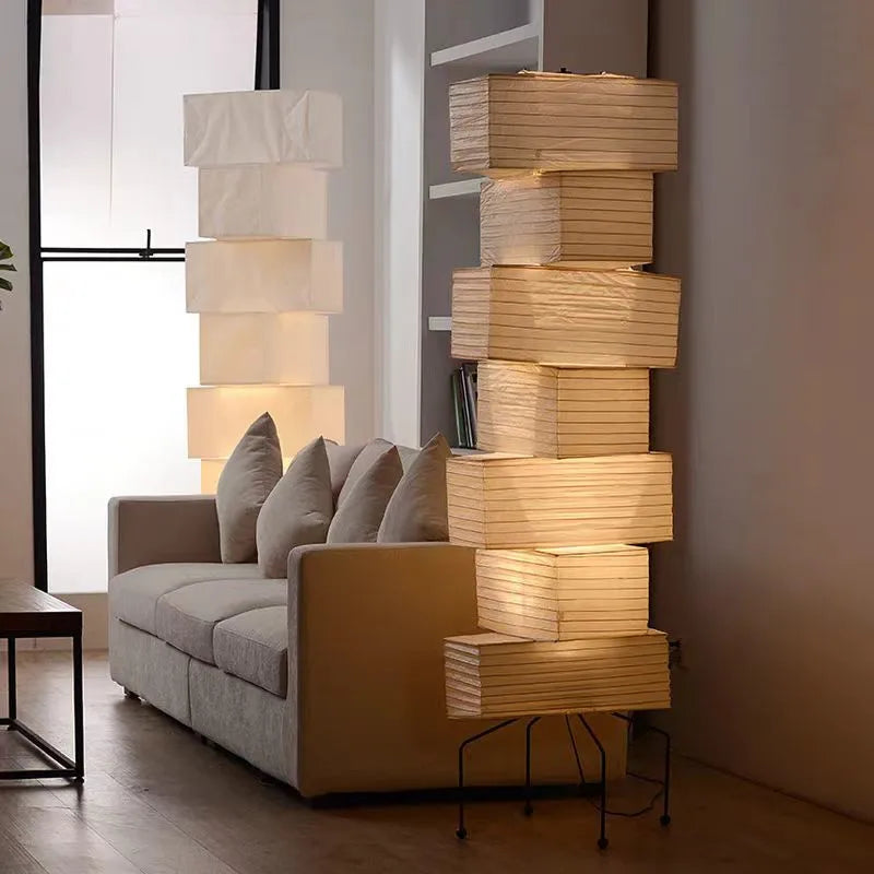 Axyaa Rice Paper Floor Lamp Tripod Standing Light for Living Room Bedroom
