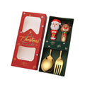 Axyaa Christmas Spoon Fork Set 2/4Pcs, Festive Dessert Fruit Fork, Santa Elk Doll Spoon