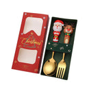 Axyaa Christmas Spoon Fork Set 2/4Pcs, Festive Dessert Fruit Fork, Santa Elk Doll Spoon