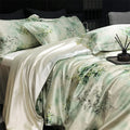 Axyaa Floral Silk Bedding Set Duvet Cover Sheet Pillowcase Luxury Soft Bedsheet