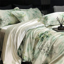 Axyaa Floral Silk Bedding Set Duvet Cover Sheet Pillowcase Luxury Soft Bedsheet