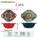 Axyaa Ceramic Soup Bowl with Handle Microwave Safe Embossed Design