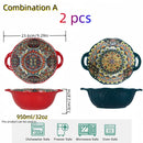 Axyaa Ceramic Soup Bowl with Handle Microwave Safe Embossed Design