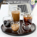 Axyaa Double Wall Glass Cup - Round Style Solid Color Glass Mug