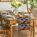 Axyaa Halloween Dog Wizard Hat Pumpkin Table Runner