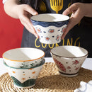 Axyaa Floral Bamboo Hat Bowl Set - High Quality Tableware for Noodles