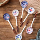 Axyaa Ceramic Hand-Painted Dessert Spoon Set