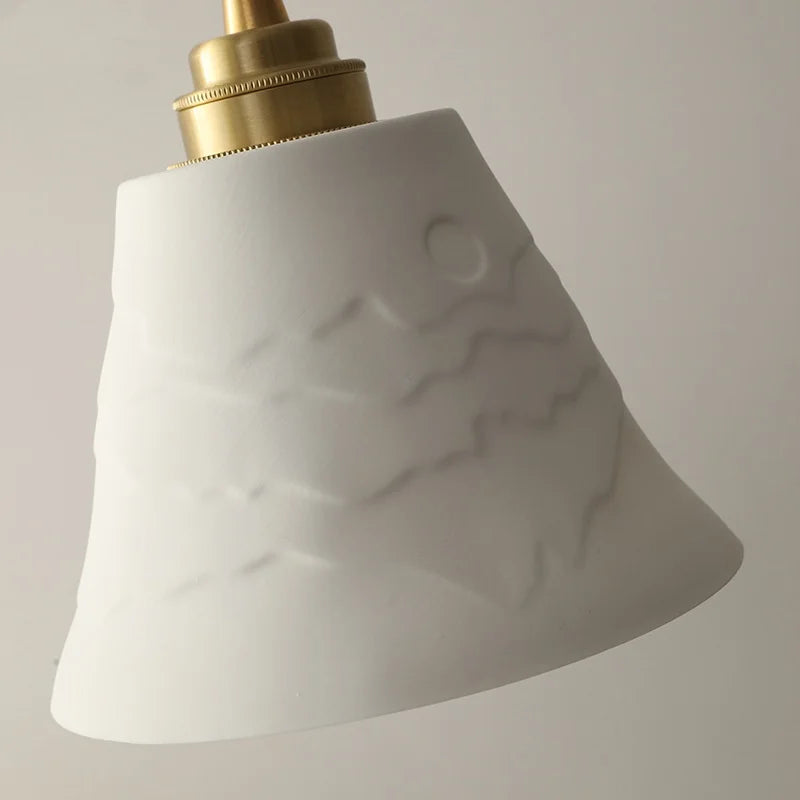 Axyaa White Ceramic LED Pendant Light Fixture with Copper Nordic Design