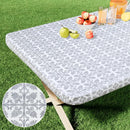 Axyaa Elastic Fitted Vinyl Tablecloth for Outdoor Dining & Picnics