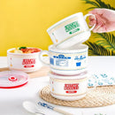 Axyaa Ceramic Noodle Bowl with Lid - Large Capacity Soup & Salad Lunch Box