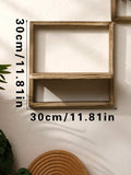 Axyaa Black Wooden Square Plant Flower Pot Shelf for Boho Home Decor