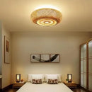 Axyaa Gold Bamboo Rattan Chandelier, Creative Art Ceiling Light Shade for Family Room Decor