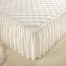 Axyaa Quilted Bed Skirt Mattress Protector Bedspread Solid Color Skin-friendly