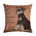 Axyaa Cartoon Dog Linen Cushion Cover for Office Furniture and Sofa Decor