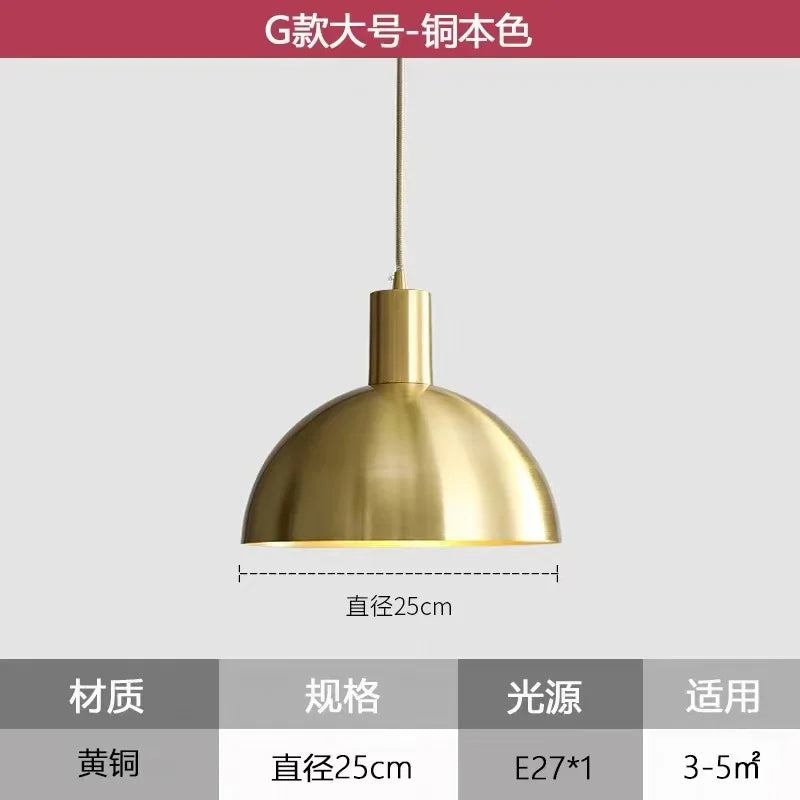 Axyaa Nordic Modern Copper LED Pendant Lights 20cm 25cm