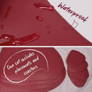 Axyaa Faux Leather Placemats & Coasters Set, Red Burgundy Triangle, Round - 4/10 Piece