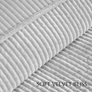 Axyaa Velvet Quilt Set - Luxurious Queen Size Bedding, Lightweight Comforter Striped Pattern