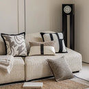 Embroidered Tufted Cushion Cover in Neutral Tones by Axyaa