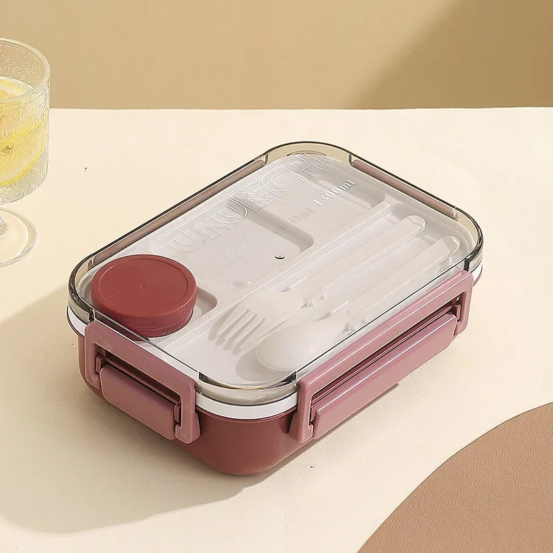 Axyaa 3-Compartment Bento Lunch Box with Fork and Spoon