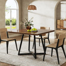 Axyaa Industrial Square Dining Table | 4-Seater Wood Kitchen Table, 31.5" Metal Base