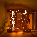 Axyaa Personalized LED Name Wall Decor Night Light with Stars for Family, Couples, Kids - Wooden Lamp
