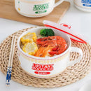 Axyaa Ceramic Ramen Bowl with Lid, Large Capacity Soup Bowl for Kitchen and Camping