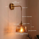 Axyaa Glass Copper LED Wall Lamp Sconce Vintage Style for Bedroom Dining Room