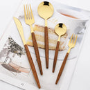 Axyaa Stainless Steel Wooden Handle Cutlery Set