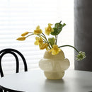 Cream Glass Vase Axyaa - Mid Century Modern Living Room Flower Decor