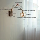 Axyaa Ash Wood LED Swing Arm Wall Lights with Pull Chain Switch & Blue Glass