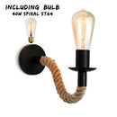 Axyaa Retro Hemp Rope Wall Sconce | Country Loft Vanity Light for Indoor Living Space