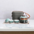 Axyaa Portable KungFu Tea Set: Pot, 3 Cups, Filter; Outdoor, Travel, Business, Camping