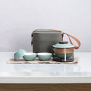 Axyaa Portable KungFu Tea Set: Pot, 3 Cups, Filter; Outdoor, Travel, Business, Camping