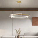 Axyaa Gold Metal LED Chandeliers Acrylic Round Hanging Lamps