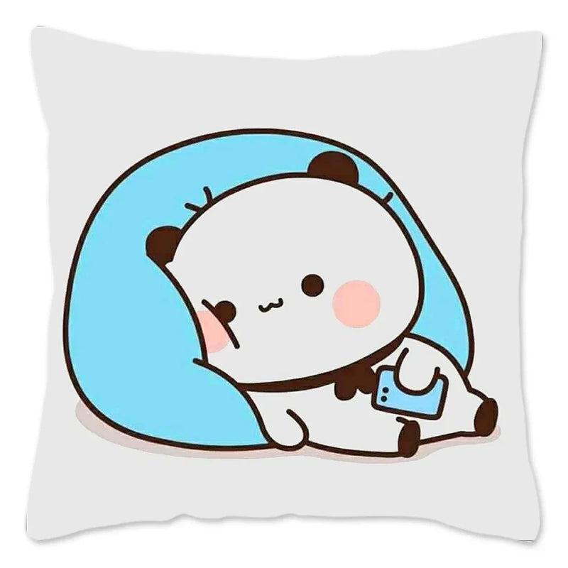 Cute Panda Bears Printed Pillow Case for Sofa Decoration by Axyaa