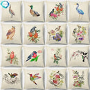 Axyaa Colorful Bird Flower Cushion Cover 45x45cm Linen Pillowcase Office Decoration