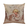 Axyaa Printed Linen Pillowcase Cushion Cover for Home Decor
