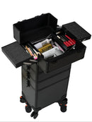 Axyaa Makeup Train Case: Large Capacity, 4-in-1 Professional Trolley with Swivel Wheels