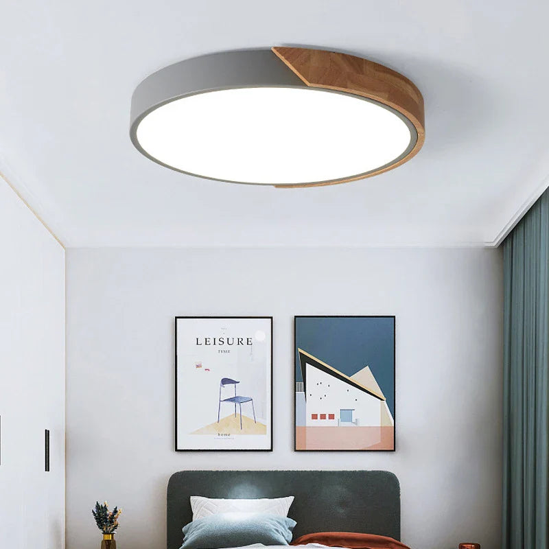 Axya LED Wood Round Ceiling Light for Modern Home Decor & Kids' Room