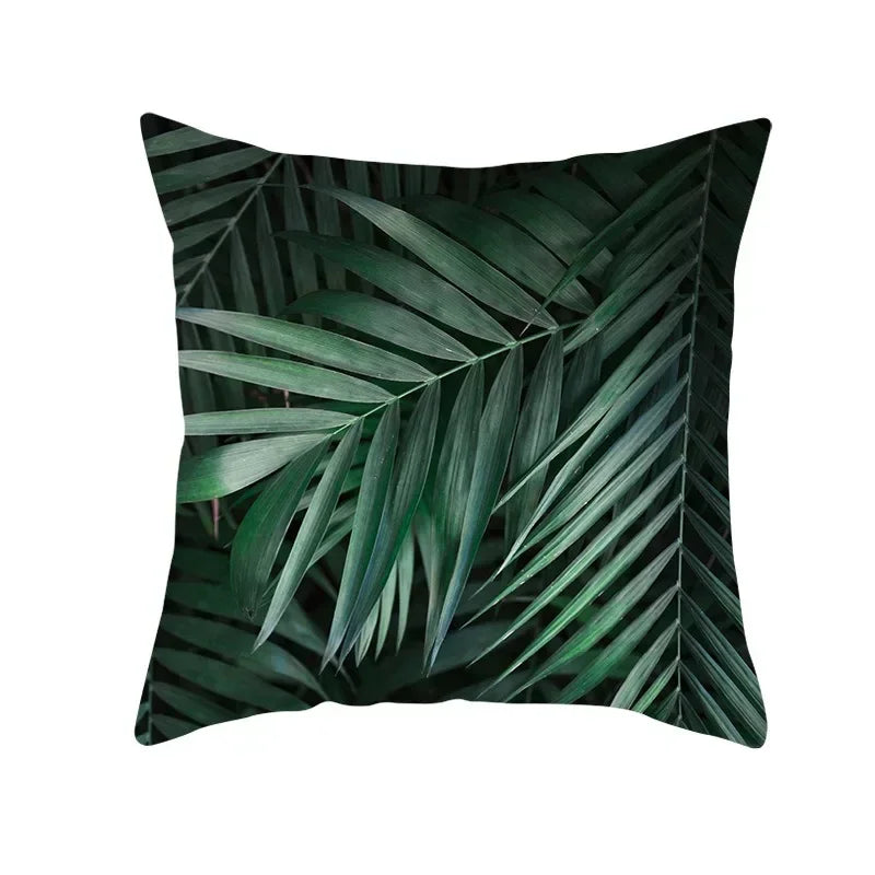Flamingo Flower Rainforest Cushion Cover with Tropical Plant Animal Pattern by Axyaa