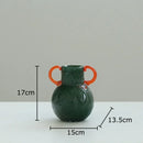 Axyaa Hexagonal Glass Vase with Artificial Flowers Desk Decor Aesthetic Display