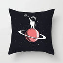 Axyaa Space Cat Moon Cushion Cover Universe Sun Planet Rocket Pillowcase