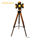 Axyaa Tripod Wooden Floor Lamp with Adjustable Height and Lampshade