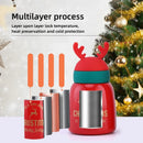 Axyaa Cartoon Antler Stainless Steel Thermos Cups: Festive Couple Cups for Christmas, New Year.