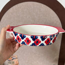 Axyaa Ceramic Oval Baking Pan Handle Roasting Lasagna Kitchen Dish